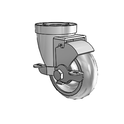 30 Series Hollow Kingpin Zinc Swivel Caster with 3.5 x 1.25 PolyLock (Grey) Wheel and VertiLoc Brake