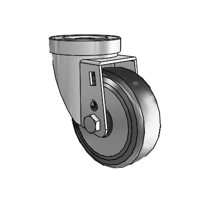 30 Series Hollow Kingpin Zinc Swivel Caster with 3.5 x 1.25 Cushion Rubber (+ Side Plates) Wheel