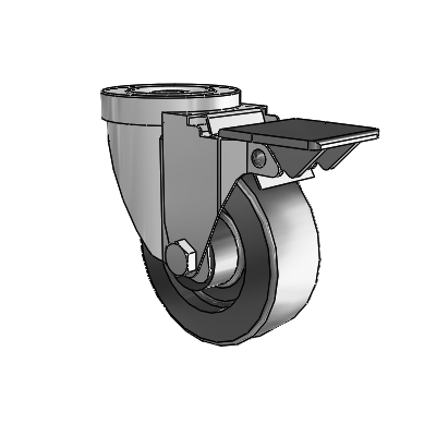 30 Series Hollow Kingpin Zinc Swivel Caster with 3.5 x 1.25 Hi-Temp Resin Wheel and PosiLoc Brake