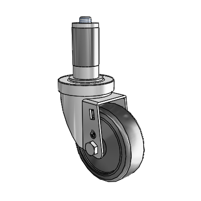30 Series Expanding Adapter Zinc Swivel Caster with 3.5 x 1.25 Cushion Rubber Wheel
