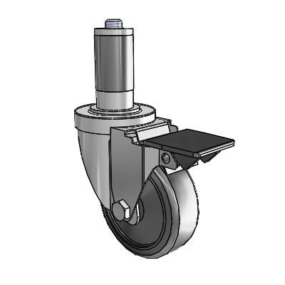 30 Series Expanding Adapter Zinc Swivel Caster with 3.5 x 1.25 Cushion Rubber Wheel PosiLoc