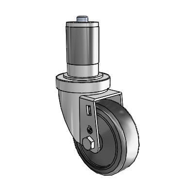 30 Series Expanding Adapter Zinc Swivel Caster with 3.5 x 1.25 Cushion Rubber Wheel