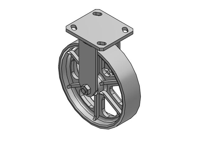 110 Series Kingpinless Top Plate Rigid Caster with 8 x 2 Grey Enamel CA - Cast Iron Wheel