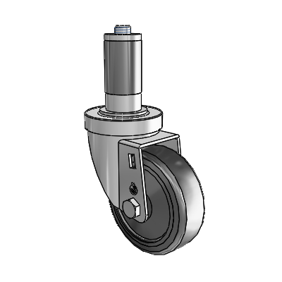 30 Series Expanding Adapter Zinc Swivel Caster with 3.5 x 1.25 Hard Rubber Wheel