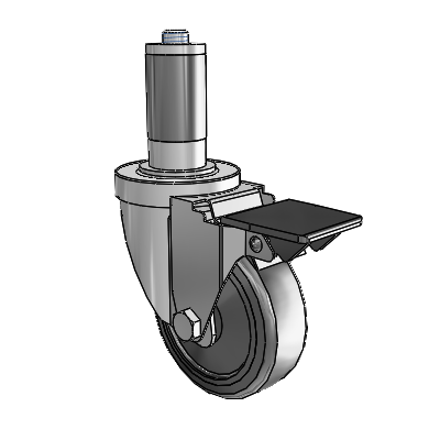 30 Series Expanding Adapter Zinc Swivel Caster with 3.5 x 1.25 Hard Rubber Wheel PosiLoc