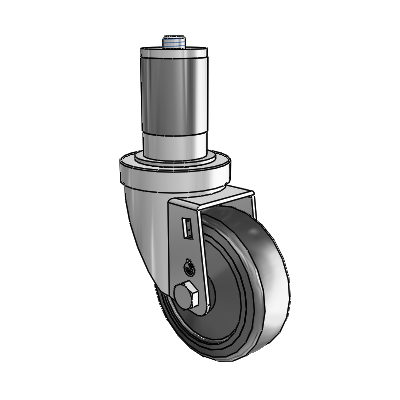 30 Series Expanding Adapter Zinc Swivel Caster with 3.5 x 1.25 Hard Rubber Wheel
