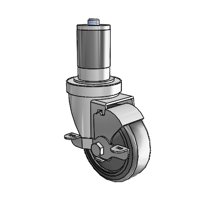 30 Series Expanding Adapter Zinc Swivel Caster with 3.5 x 1.25 Hard Rubber Wheel VertiLoc