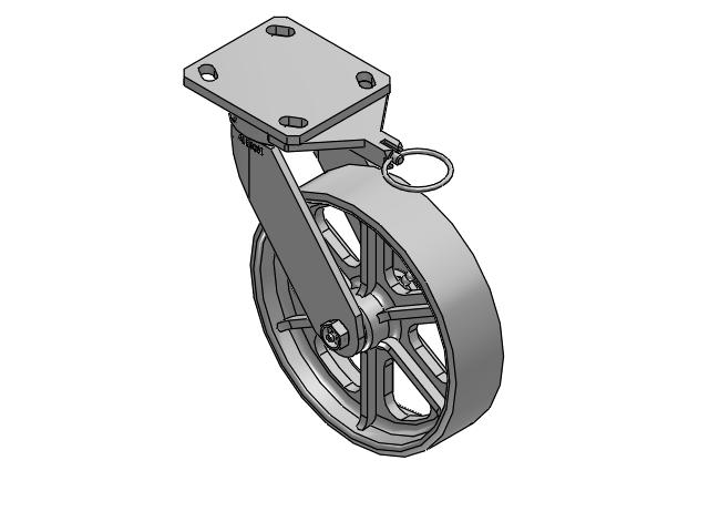 110 Series Kingpinless Top Plate Swivel Caster with 8 x 2 Grey Enamel CA - Cast Iron Wheel