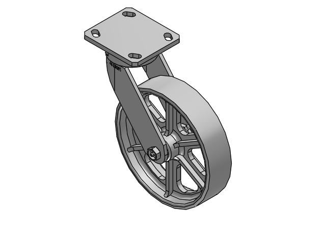 110 Series Kingpinless Top Plate Swivel Caster with 8 x 2 Grey Enamel CA - Cast Iron Wheel