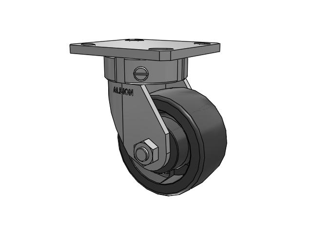 110 Series Kingpinless Top Plate Swivel Caster with 4 x 2 Dark Grey Nylon DT - Heavy Duty Glass-Filled Nylon Wheel