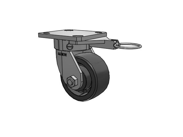 110 Series Kingpinless Top Plate Swivel Caster with 4 x 2 Dark Grey Nylon DT - Heavy Duty Glass-Filled Nylon Wheel