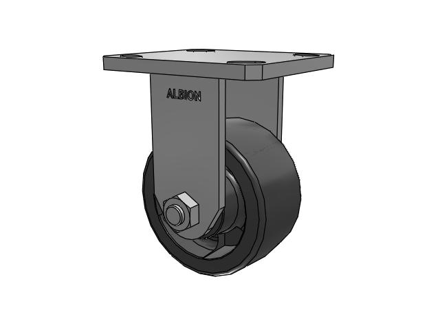 110 Series Kingpinless Top Plate Rigid Caster with 4 x 2 Dark Grey Nylon DT - Heavy Duty Glass-Filled Nylon Wheel