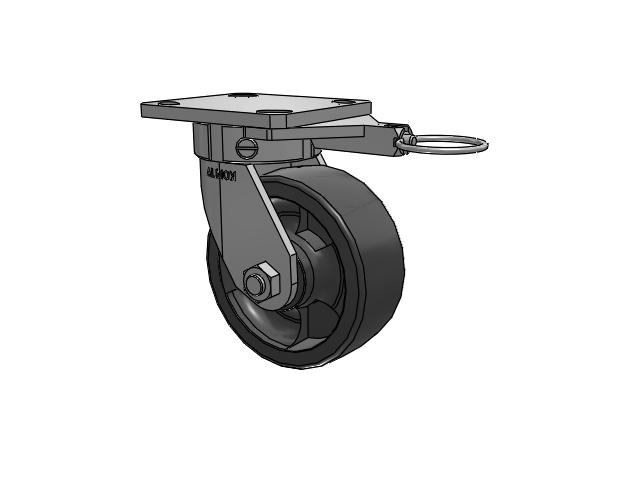 110 Series Kingpinless Top Plate Swivel Caster with 5 x 2 Dark Grey Nylon DT - Heavy Duty Glass-Filled Nylon Wheel