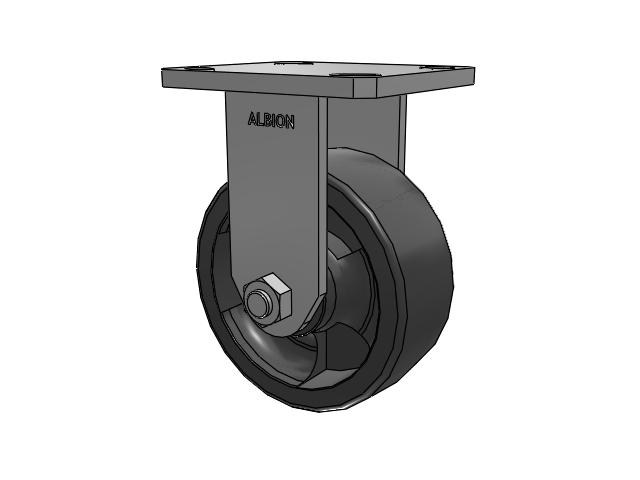 110 Series Kingpinless Top Plate Rigid Caster with 5 x 2 Dark Grey Nylon DT - Heavy Duty Glass-Filled Nylon Wheel