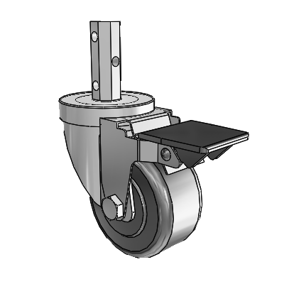 30 Series Octagon Stem Zinc Swivel Caster with 3 x 1.5 Phenolic Wheel and PosiLoc Brake