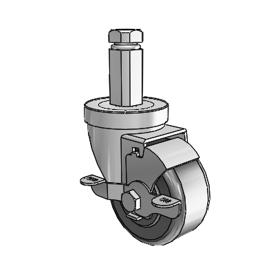 30 Series Square Stem Zinc Swivel Caster with 3 x 1.5 Phenolic Wheel and VertiLoc Brake