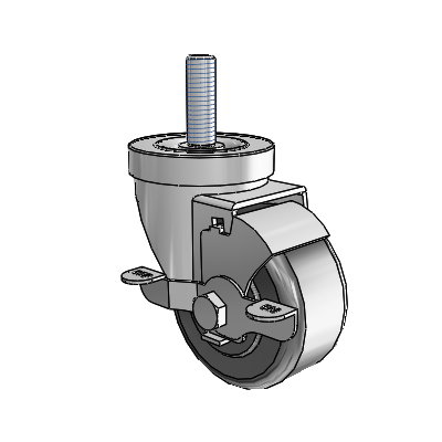30 Series Threaded Stem Zinc Swivel Caster with 3 x 1.5 Phenolic Wheel and VertiLoc Brake