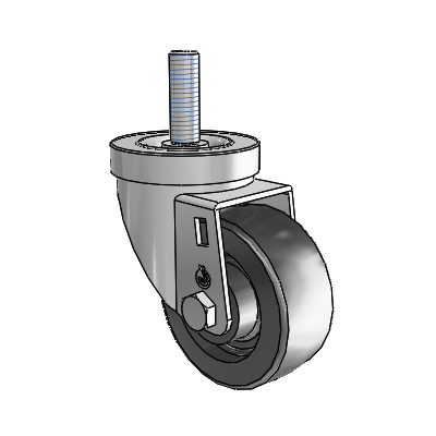 30 Series Threaded Stem Zinc Swivel Caster with 3 x 1.25 Polyolefin Wheel