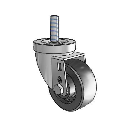 30 Series Threaded Stem Zinc Swivel Caster with 3 x 1.25 Polyolefin Wheel