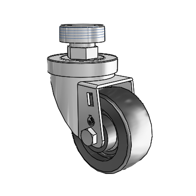 30 Series Pipe Thread Stem Zinc Swivel Caster with 3 x 1.25 Polyolefin Wheel