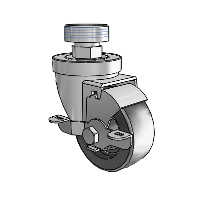 30 Series Pipe Thread Stem Zinc Swivel Caster with 3 x 1.25 Polyolefin Wheel and VertiLoc Brake