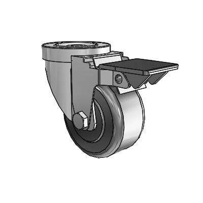 30 Series Hollow Kingpin Zinc Swivel Caster with 3 x 1.5 Phenolic Wheel and PosiLoc Brake
