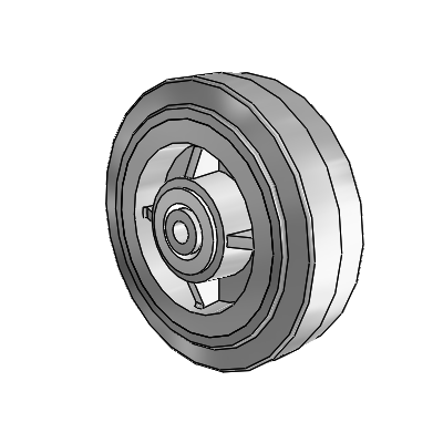 Performa Rubber Flat Gray Tread Polyolefin 5 x 1.5 Wheel with Delrin Bearing