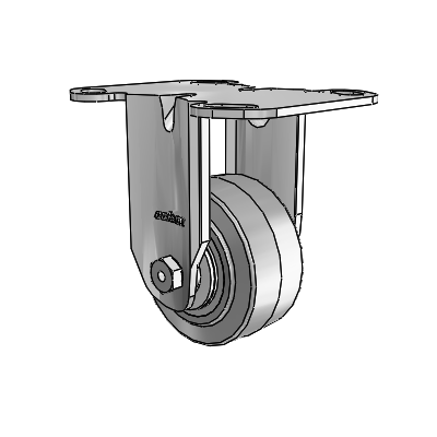 3 Series Casters Top Plate Rigid Zinc with 3 x 1.5 Grey on Grey Performa Rubber (Flat/Grey) Wheel