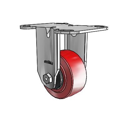 3 Series Casters Top Plate Rigid Zinc with 3 x 1.5 Maroon on Grey Polyurethane HI-TECH Wheel