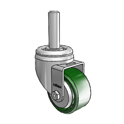 3 Series Round Stem Zinc Swivel Caster with 3 x 1.5 Green Cast Iron Wheel
