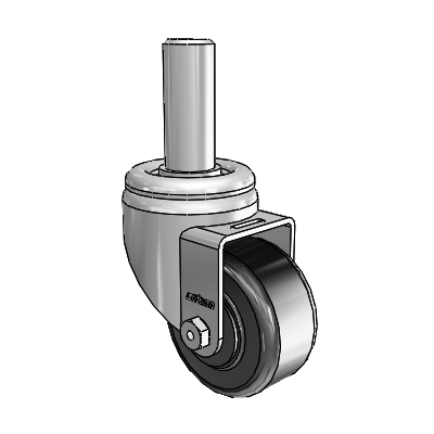 3 Series Round Stem Zinc Swivel Caster with 3 x 1.5 Black Phenolic Wheel