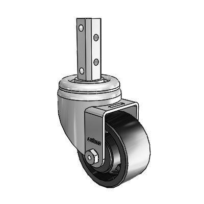 3 Series Square Stem Zinc Swivel Caster with 3 x 1.5 Black Polyolefin Wheel