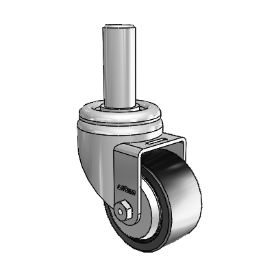 3 Series Round Stem Zinc Swivel Caster with 3 x 1.5 Black Polyolefin Wheel