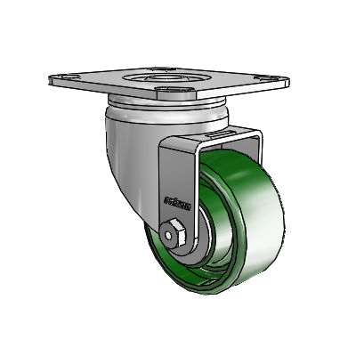 3 Series Casters Top Plate Swivel Zinc with 3 x 1.5 Green Cast Iron Wheel