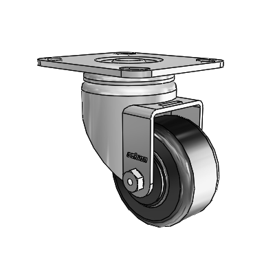 3 Series Casters Top Plate Swivel Zinc with 3 x 1.5 Black Phenolic Wheel