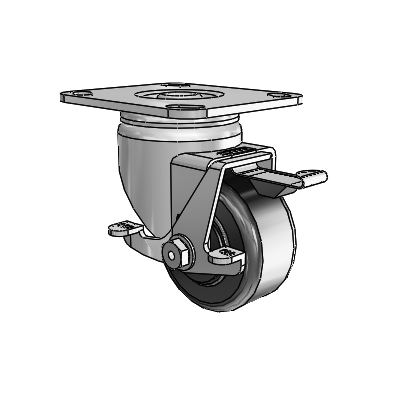 3 Series Casters Top Plate Swivel Zinc with 3 x 1.5 Black Phenolic Wheel and Top Lock Brake