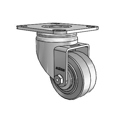 3 Series Casters Top Plate Swivel Zinc with 3 x 1.5 Grey on Grey Performa Rubber (Flat/Grey) Wheel