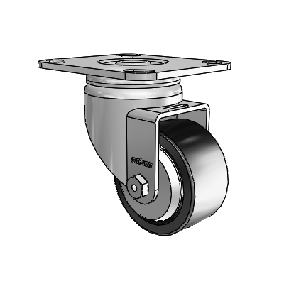3 Series Casters Top Plate Swivel Zinc with 3 x 1.5 Black Polyolefin Wheel