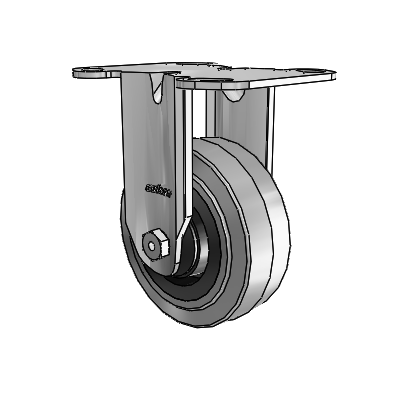 3 Series Casters Top Plate Rigid Zinc with 4 x 1.5 Grey on Black Performa Rubber (Flat/Conductive) Wheel