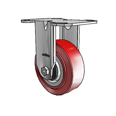 3 Series Casters Top Plate Rigid Zinc with 4 x 1.5 Maroon on Grey Polyurethane HI-TECH Wheel