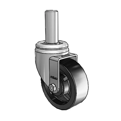 3 Series Round Stem Zinc Swivel Caster with 4 x 1.5 Black Polyolefin Wheel