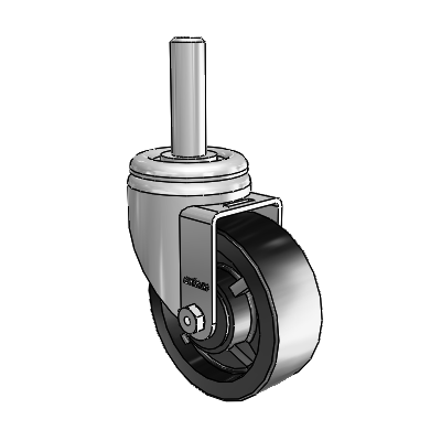 3 Series Round Stem Zinc Swivel Caster with 4 x 1.5 Black Polyolefin Wheel