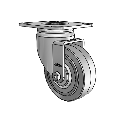 3 Series Casters Top Plate Swivel Zinc with 4 x 1.5 Grey on Grey Performa Rubber (Flat/Grey) Wheel