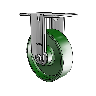 3 Series Casters Top Plate Rigid Zinc with 5 x 1.5 Green Cast Iron Wheel