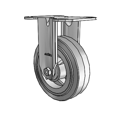3 Series Casters Top Plate Rigid Zinc with 5 x 1.5 Grey on Grey Performa Rubber (Flat/Grey) Wheel