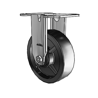 3 Series Casters Top Plate Rigid Zinc with 5 x 1.5 Black Polyolefin Wheel