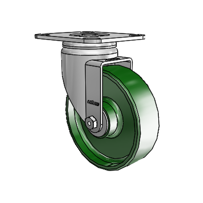 3 Series Casters Top Plate Swivel Zinc with 5 x 1.5 Green Cast Iron Wheel