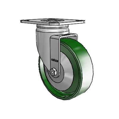 3 Series Casters Top Plate Swivel Zinc with 5 x 1.5 Green Cast Iron Wheel