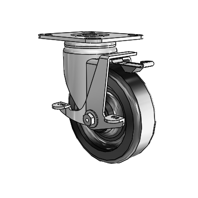 3 Series Casters Top Plate Swivel Zinc with 5 x 1.5 Black Phenolic Wheel and Top Lock Brake