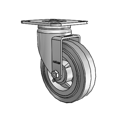 3 Series Casters Top Plate Swivel Zinc with 5 x 1.5 Grey on Grey Performa Rubber (Flat/Grey) Wheel